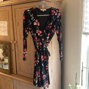 LOFT floral wrap dress
